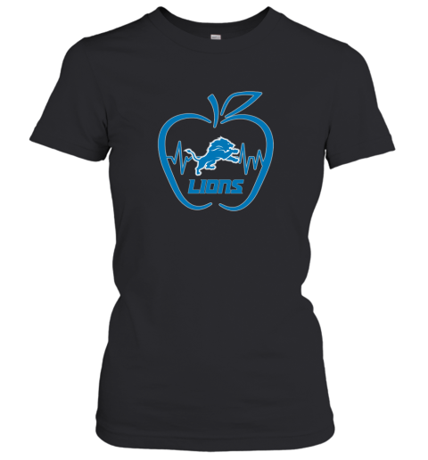 Apple Heartbeat Teacher Symbol Detroit Lions Women's T-Shirt