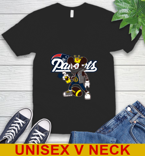 New England Patriots NFL Football Mickey Peace Sign Sports V-Neck T-Shirt 2