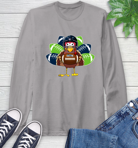 Seattle Seahawks Turkey Thanksgiving Day Long Sleeve T-Shirt 6