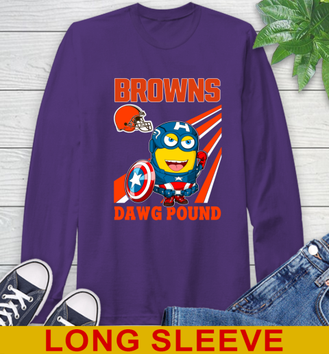 NFL Football Cleveland Browns Captain America Marvel Avengers Minion Shirt Long Sleeve T-Shirt 5