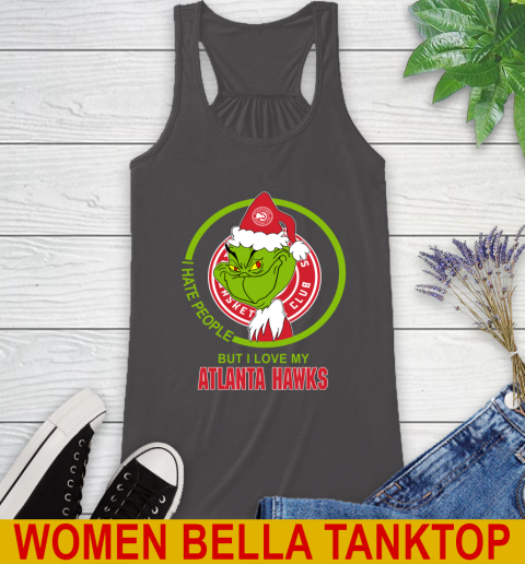 Atlanta Hawks NBA Christmas Grinch I Hate People But I Love My Favorite Basketball Team Racerback Tank 12