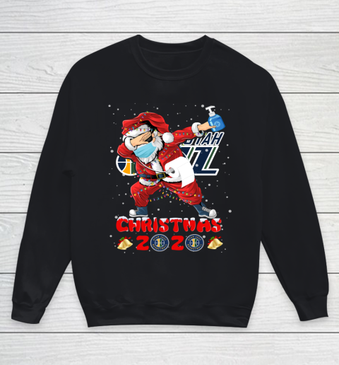 Utah Jazz Funny Santa Claus Dabbing Christmas 2020 NBA Youth Sweatshirt
