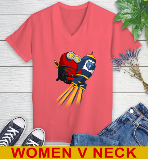 NBA Basketball Memphis Grizzlies Deadpool Minion Marvel Shirt Women's V-Neck T-Shirt 6