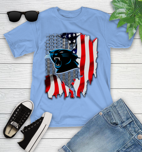 Carolina Panthers NFL Football American Flag Youth T-Shirt 15