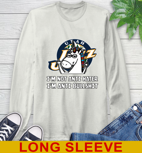 Utah Jazz NBA Basketball Unicorn I'm Not Anti Hater I'm Anti Bullshit Long Sleeve T-Shirt 12