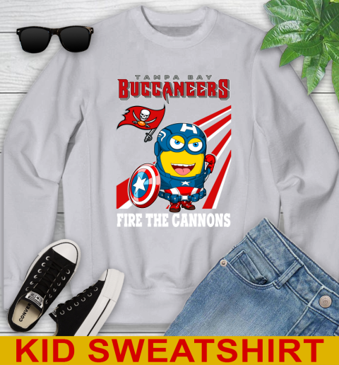 NFL Football Tampa Bay Buccaneers Captain America Marvel Avengers Minion Shirt Youth Sweatshirt 3