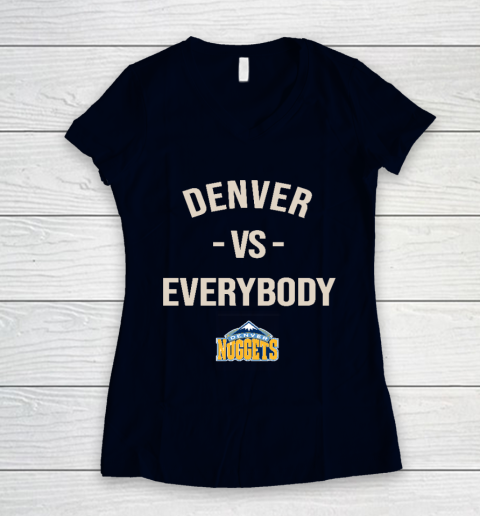 Denver Nuggets Vs Everybody Women's V-Neck T-Shirt 2