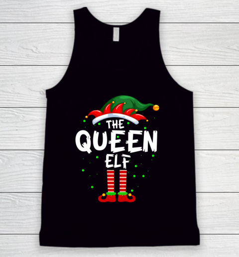 Womens The Queen Elf Family Matching Group Funny Christmas Pajama Tank Top