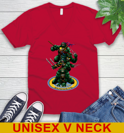 NBA Basketball Denver Nuggets Teenage Mutant Ninja Turtles Shirt V-Neck T-Shirt 7