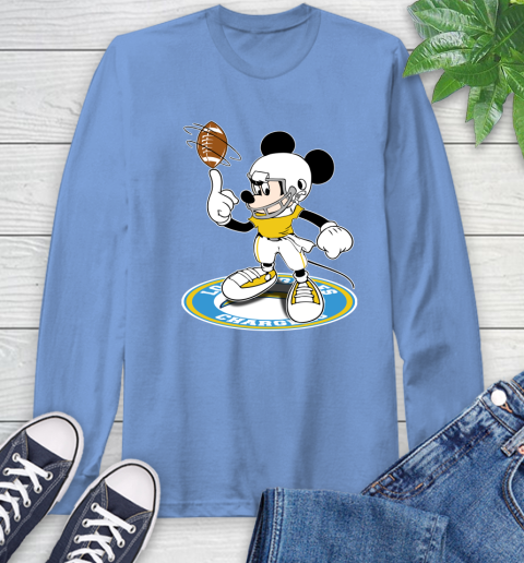 NFL Football Los Angeles Chargers Cheerful Mickey Disney Shirt Long Sleeve T-Shirt 12