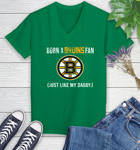 NHL Boston Bruins Hockey Loyal Fan Just Like My Daddy Shirt Women's V-Neck T-Shirt 4