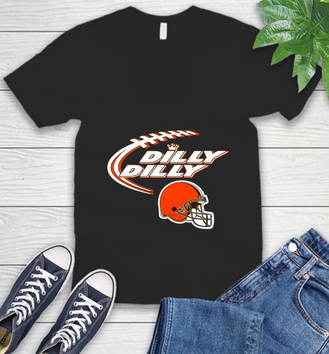 NFL Cleveland Browns Dilly Dilly Football Sports V-Neck T-Shirt 2