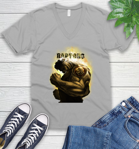 Toronto Raptors NBA Basketball Hulk Marvel Avengers Sports V-Neck T-Shirt 3