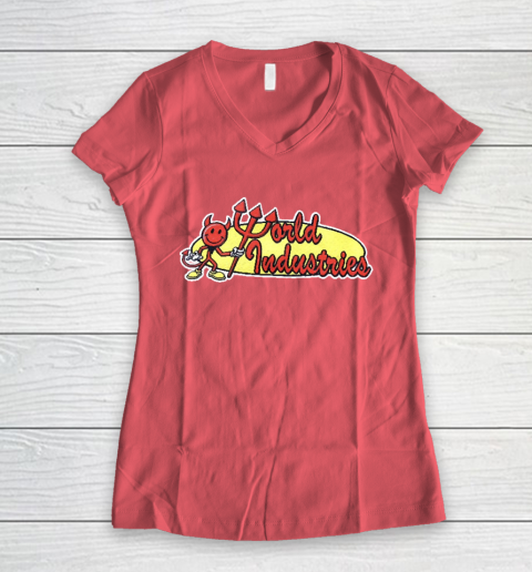 World Industries Devil Satan Hook Ups Skate Hookups Hook Ups Vintage 90's Women's V-Neck T-Shirt 4