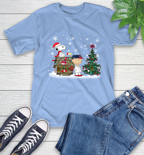 MLB Cleveland Indians Snoopy Charlie Brown Christmas Baseball Commissioner's Trophy T-Shirt 12
