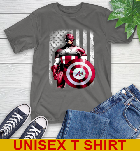 Atlanta Braves MLB Baseball Captain America Marvel Avengers American Flag Shirt T-Shirt 10