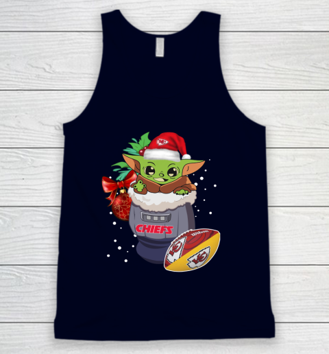 Kansas City Chiefs Christmas Baby Yoda Star Wars Funny Happy NFL Tank Top 3