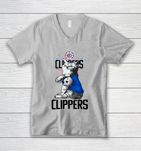NBA Basketball My Cat Loves LA Clippers V-Neck T-Shirt 3