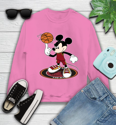 NBA Basketball Miami Heat Cheerful Mickey Disney Shirt Youth Sweatshirt 6