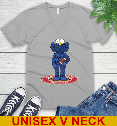NFL Football San Francisco 49ers Kaws Bff Blue Figure Shirt V-Neck T-Shirt 4