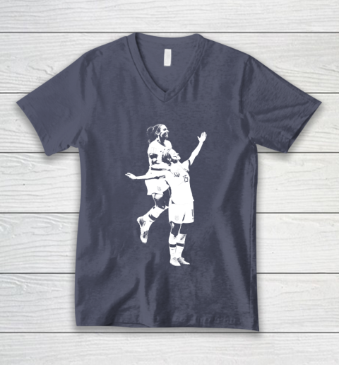 Megan Rapinoe and Alex Morgan Victory Pose  The White Stencil V-Neck T-Shirt 7