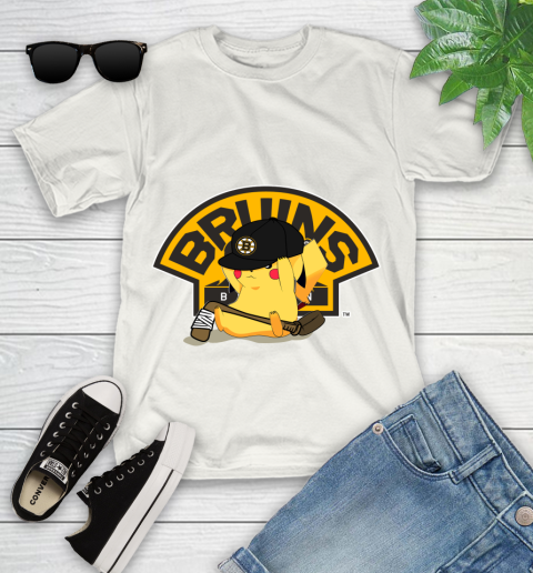 NHL Pikachu Hockey Sports Boston Bruins Youth T-Shirt