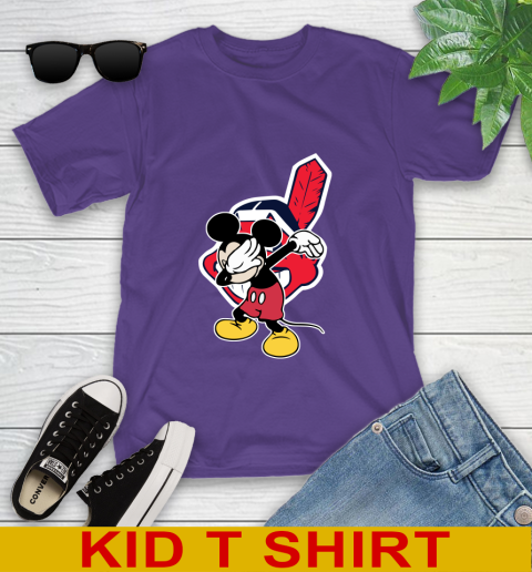 Cleveland Indians MLB Baseball Dabbing Mickey Disney Sports Youth T-Shirt 4