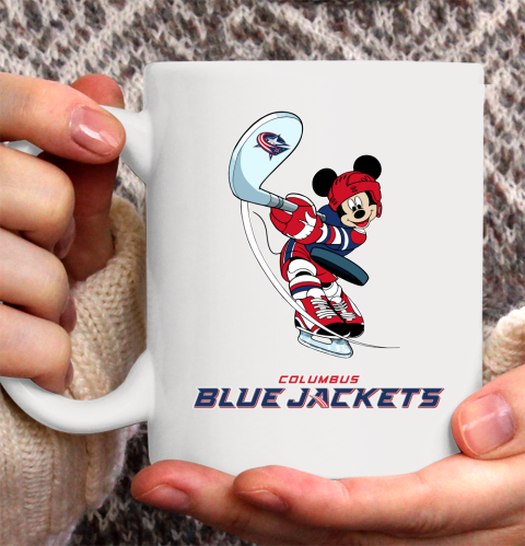 NHL Hockey Columbus Blue Jackets Cheerful Mickey Mouse Shirt Ceramic Mug 11oz 2