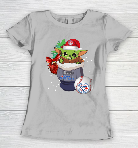 Toronto Blue Jays Christmas Baby Yoda Star Wars Funny Happy MLB Women's T-Shirt 6