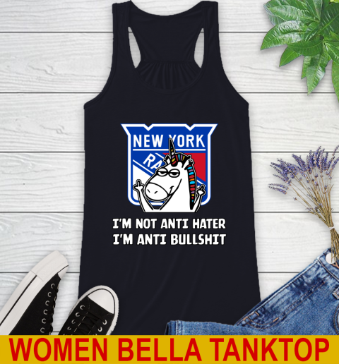 New York Rangers NHL Hockey Unicorn I'm Not Anti Hater I'm Anti Bullshit Racerback Tank 10