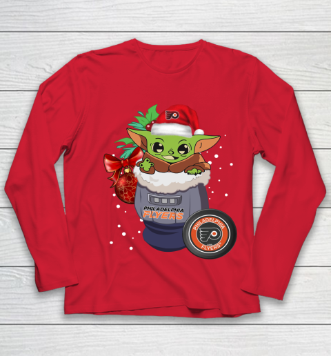 Philadelphia Flyers Christmas Baby Yoda Star Wars Funny Happy NHL Youth Long Sleeve 10