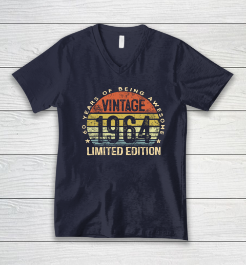 60 Year Old Gifts Vintage 1964 Limited Edition 60th Birthday V-Neck T-Shirt 2