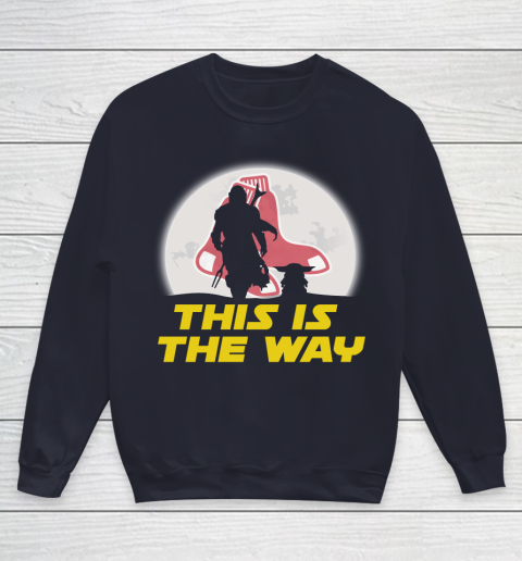 Boston Red Sox MLB Baseball Star Wars Yoda And Mandalorian This Is The Way Youth Sweatshirt 2