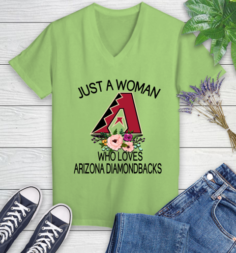 MLB Just A Woman Who Loves Arizona Diamondbacks Baseball Sports Women's V-Neck T-Shirt 6