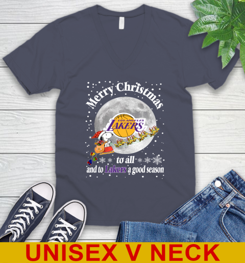 Los Angeles Lakers Merry Christmas To All And To Lakers A Good Season NBA Basketball Sports V-Neck T-Shirt - Image 8