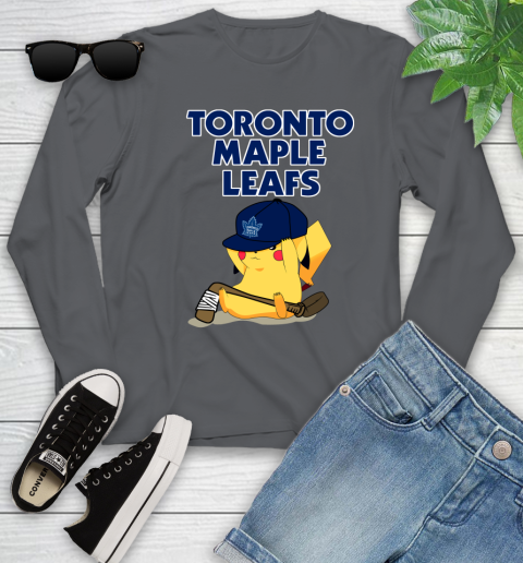 NHL Pikachu Hockey Sports Toronto Maple Leafs Youth Long Sleeve 8