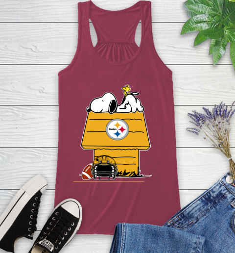 Pittsburgh Steelers NFL Football Snoopy Woodstock The Peanuts Movie Racerback Tank 8
