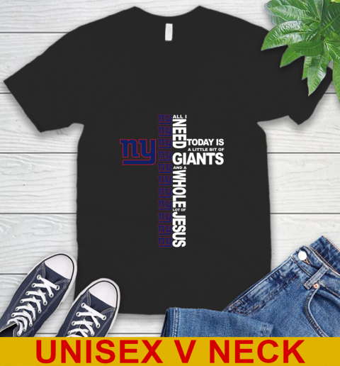 NFL All I Need Today Is A Little Bit Of New York Giants Cross Shirt V-Neck T-Shirt