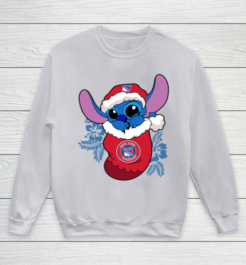 New York Rangers Christmas Stitch In The Sock Funny Disney NHL Youth Sweatshirt 4