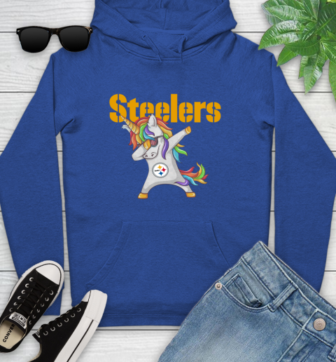 Pittsburgh Steelers NFL Football Funny Unicorn Dabbing Sports Youth Hoodie 9