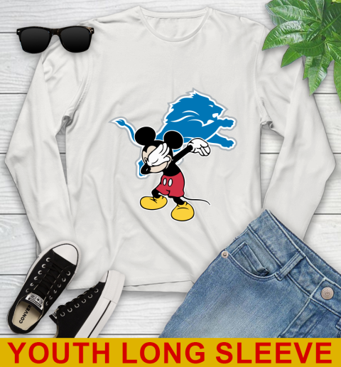 Detroit Lions NFL Football Dabbing Mickey Disney Sports Youth Long Sleeve 12