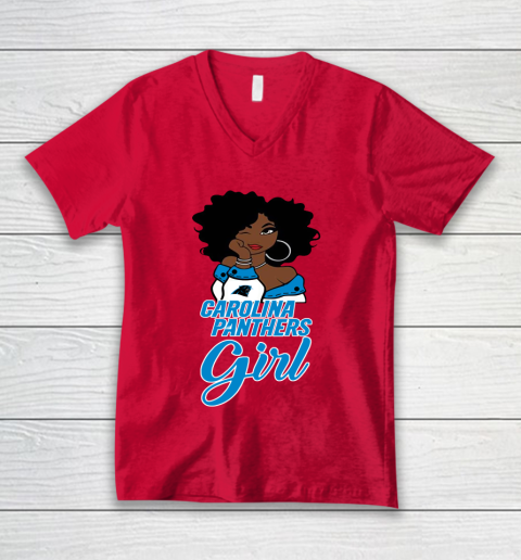 Carolina Panthers Girl NFL V-Neck T-Shirt 7