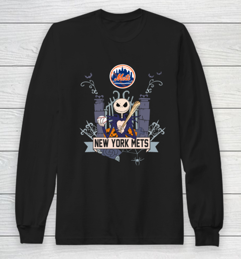MLB New York Mets Baseball Jack Skellington Halloween Long Sleeve T-Shirt