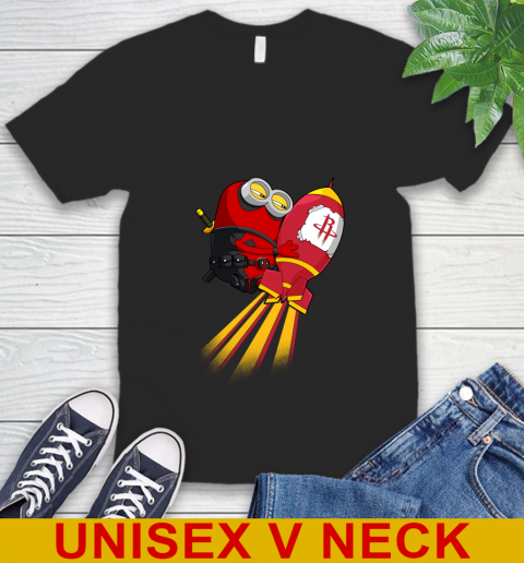 NBA Basketball Houston Rockets Deadpool Minion Marvel Shirt V-Neck T-Shirt