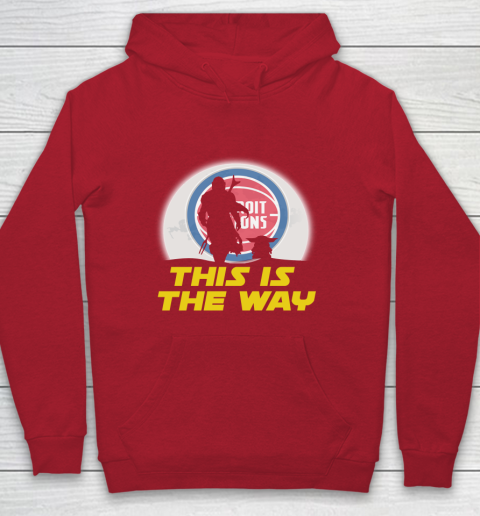 Detroit Pistons NBA Basketball Star Wars Yoda And Mandalorian This Is The Way Youth Hoodie 7