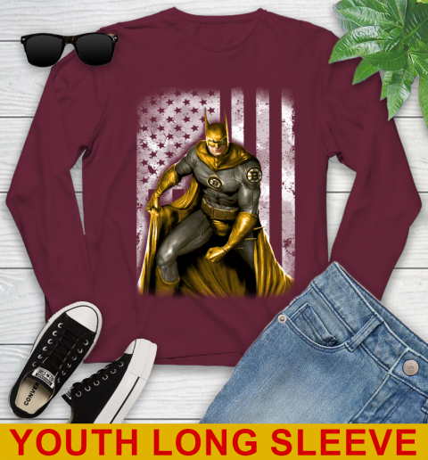 Boston Bruins NHL Hockey Batman DC American Flag Shirt Youth Long Sleeve 6