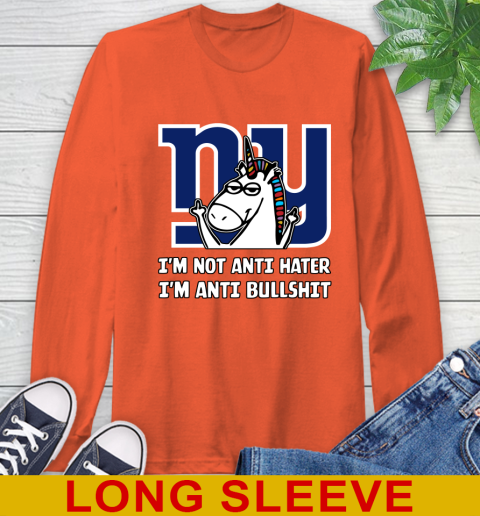 New York Giants NFL Football Unicorn I'm Not Anti Hater I'm Anti Bullshit Long Sleeve T-Shirt 5