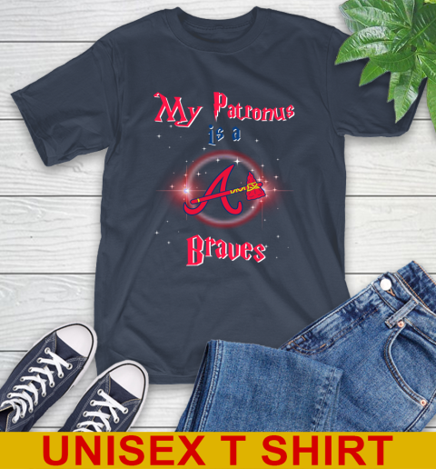 MLB Baseball Harry Potter My Patronus Is A Atlanta Braves T-Shirt - Image 4