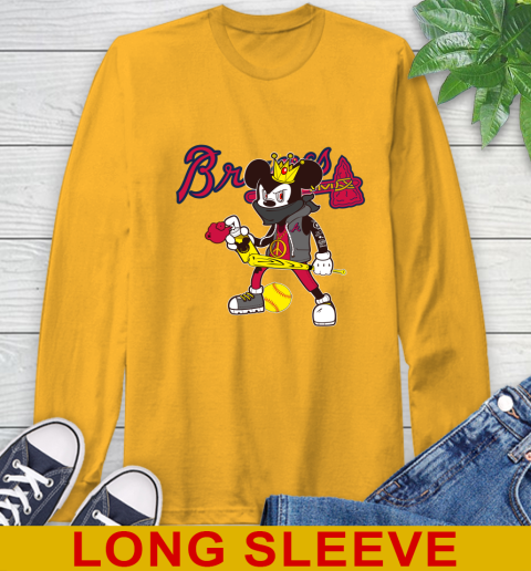 Atlanta Braves MLB Baseball Mickey Peace Sign Sports Long Sleeve T-Shirt 3