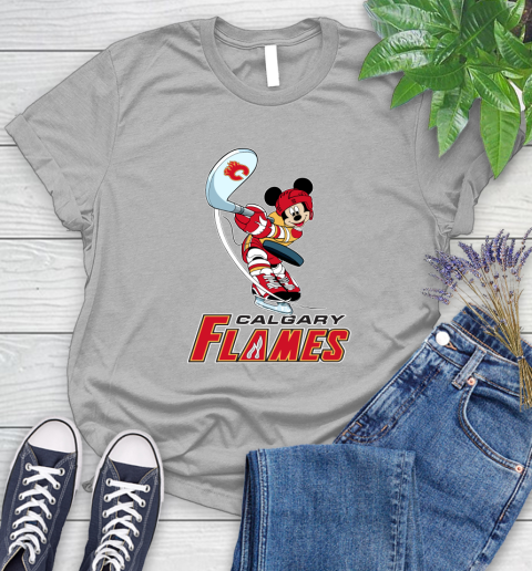 NHL Hockey Calgary Flames Cheerful Mickey Mouse Shirt Women's T-Shirt 5